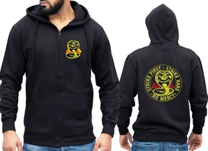 Felpa con cappuccio Cobra Kai con cerniera karate bambino retrò MMA TV arti marziali maglione con cappuccio cerniera - Foto 1 di 5