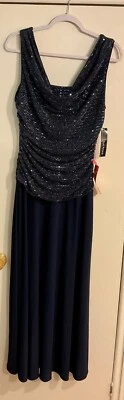 Precioso vestido de noche estilo años 20 talla 14 bodas, fiestas, cócteles - azul marino/plateado Foto 1 de 4