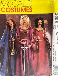 McCall's Misses' Midevial Costume Pattern 3663 Size 6-12 UNCUT - Imagen 1 de 2