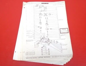 SOUTH BEND LATHE WORKS Parts Lists 6-15-57 LOOSE PAGES ONLY Illustrated  - Picture 1 of 20