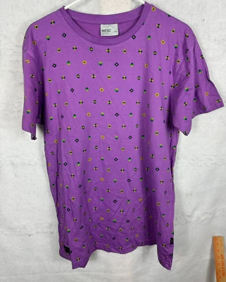 WESC Mens Large Shirt Dartenjang Purple Diamon pattern T-shirt Short sleeve Crew - Image 1 of 4