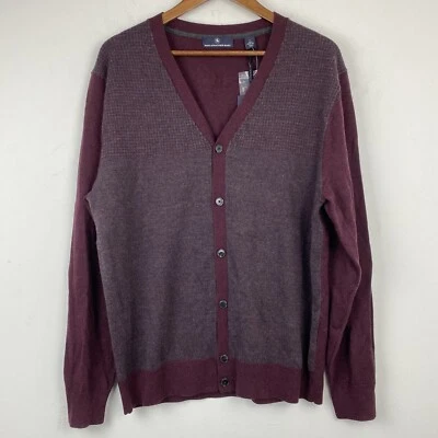 Suéter Cárdigan Hart Schaffner Marx Talla Grande Para Hombre Borgoña Lana Merino Nuevo con Etiquetas Foto 1 de 4