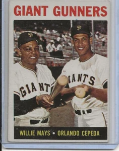 1964 Topps Baseball Card Giant Gunners Mays & Cepeda EX come nuova # 306 - Foto 1 di 2