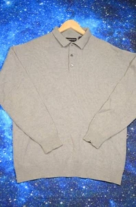 Joseph & Lyman Men's Polo Sweater Large Gray 100% Pure Cashmere Preppy Pullover - Picture 1 of 9