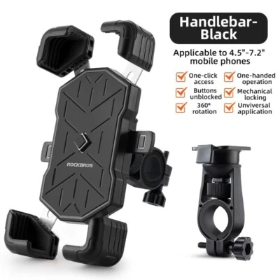 ROCKBROS Bike Phone Holder 360° Rotatable Handlebar Mount 4.5"-7.2" Universal - Image 1 of 4