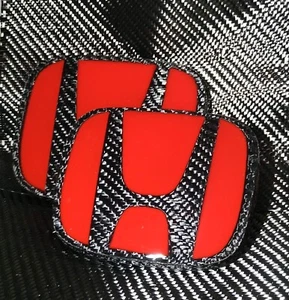 CARBON FIBER HONDA BADGE EMBLEM CIVIC FK8 TYPER RED - Picture 1 of 12