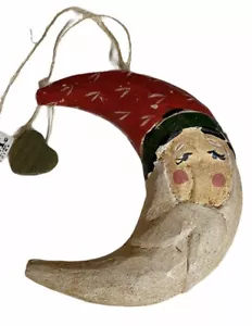 Weihnachten Weihnachtsmann Mond Holz handbemalt Weihnachtsschmuck Mittlerer Westen Importeure - Bild 1 von 6
