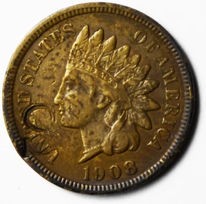 S 1 centavo cabeza india 1908 S 1 c sello de contramarca de San Francisco S de Estados Unidos - Imagen 1 de 3