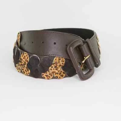 Cinturón de cuero OSCAR DE LA RENTA estampado de leopardo pelo de becerro XL ODLR extra grande marrón Foto 1 de 4