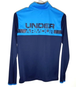 Under Armour Youth 1/4 Zip Shirt | Blue Polyester Long Sleeve | Kids Large - Picture 1 of 7