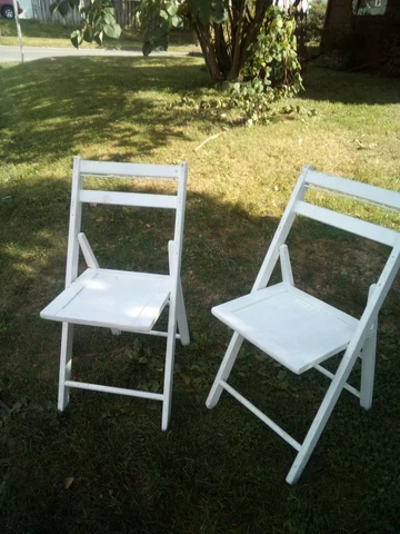 Vintage Oak Wood painted whait Slat Folding Chairs Cover
