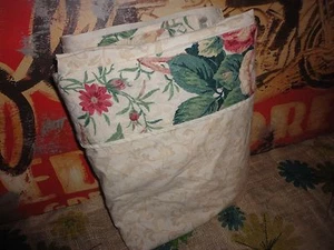 VINTAGE BURLINGTON FLORAL ROSE BORDER CREAM FLEUR GREEN FULL FLAT SHEET 80 X 98 - Picture 1 of 5
