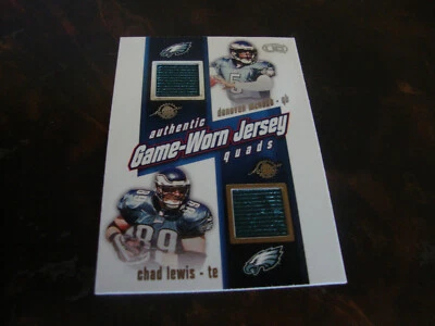 2002 Pacific Heads Up Football--Jersey-Quad---#27 McNabb/Lewis/Mitchell/Pinkston - Image 1 of 2