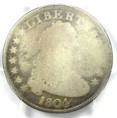 Moneda de 25 centavos busto drapeado 1804 - Certificada PCGS AG Detalles - ¡Moneda de fecha rara! Foto 1 de 4