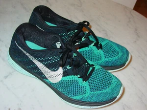 2014 Mens Nike Flyknit Lunar 3 Blue Lagoon/Black/White Running Shoes! Size 8.5 - Picture 1 of 12