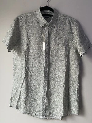 French Connection Men’s 100% Linen Short Sleeve Button Up Print Shirt XS New - Image 1 of 4