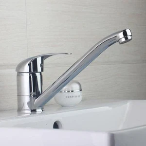 Bathroom Deck Mounted Sink Basin Long Spout Mixer Faucet Chrome Tap Single Hole - Picture 1 of 6