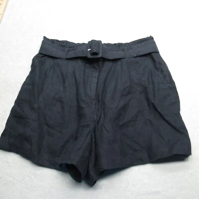 Pantalones Cortos de Lino Vineyard Vines para Mujer 12 Negros Forrados Bolsillos de tiro alto con Cinturón Foto 1 de 4