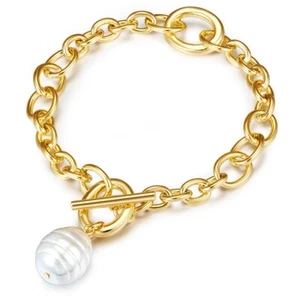 luluandjane Damen Perlen-Armband Metall-Legierung Muschelkernperle 18,0 cm - Bild 1 von 3