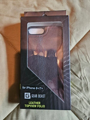 Funda tipo folio Gear Beast de cuero con vista superior para iPhone 8+/7+ Foto 1 de 4