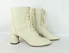 Zara Leather Boots Beige Shoelaces And Zip T 38/UK 5 Very Good Condition