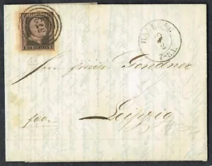 1858 Prussia Halle-Leipzig L/sheet 1 Sgr '572' Concentric Ring HALLE CDS - Picture 1 of 2