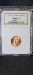 1995-P Double Die Obverse Lincoln Memorial Penny Cent 1C NGC MS 68 RD - Picture 1 of 2