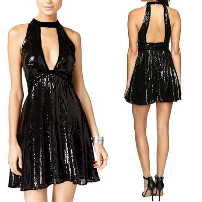 Mini Vestido Free People Film Noir Lentejuelas Halter Cóctel Fiesta Talla 6 Foto 1 de 4