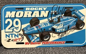 Signed Rocky Moran Jr License Plate Booster Indycar NTN Vintage Plastic Decor - Picture 1 of 2