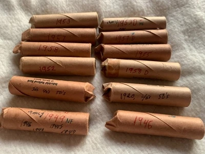 12 rolls Circulated Wheat Pennies - mostly 1940s, 1950s  and some earlier dates - Image 1 of 4