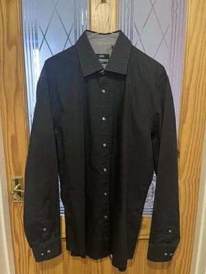 Men's Hugo Boss Black L/S Shirt - Size 43 Collar 17 - Image 1 of 3