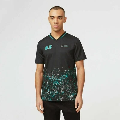 T-shirt Noir Vert Blanc AMG PETRONAS F1  Motorsport Mercedes George Russel T S - Photo 1/3