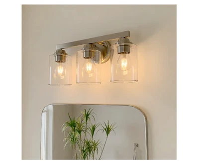 allen + roth Emeryson 17.75-in 3 -Light Brushed Nickel Transitional Vanity light - Image 1 of 3