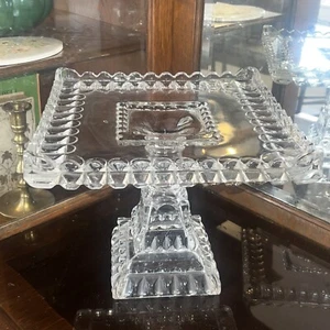 Vintage Adams & Co Square Salver Crystal Clear Wedding Cake Stand—Gorgeous!! - Picture 1 of 22