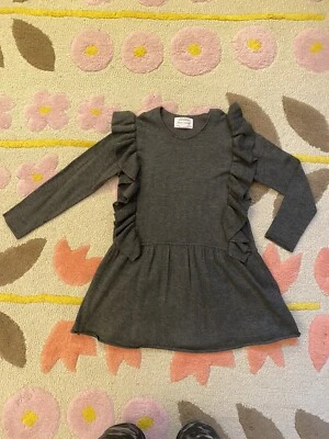 Zara Girls Knit Ruffle Sweater Dress In Gray Size 7  years - Image 1 of 3