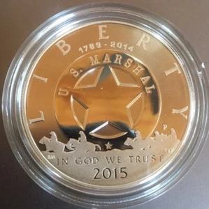 2015 P US Marshals Service Silver One Dollar Commemorative Proof Coin Box + COA - Picture 1 of 8