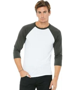 Bella Canvas 3200 Unisex 3/4-Sleeve Baseball T-Shirt Asphalt/ White NEW small SM - Picture 1 of 1