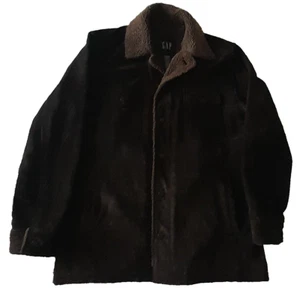 GAP Calf Suede Leather Sherpa Jacket Mens LARGE Fantastic Condition - Picture 1 of 14