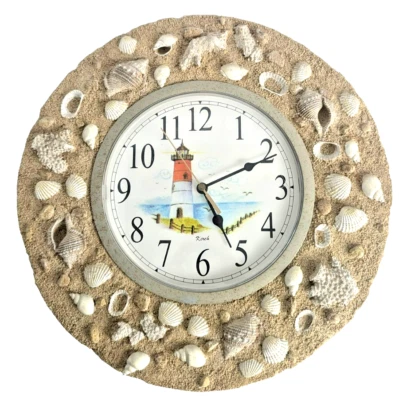 Kirch Wall Round Clock Home Decor Beach House Send Seashell 13in Quartz Working - Image 1 of 4