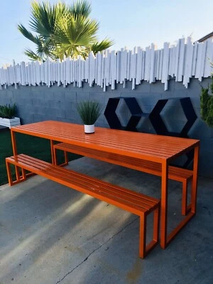 Custom Made Modern / Industrial Steel Dining Table. (outdoor, Backyard, Patio ) - Image 1 of 4