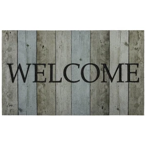 RUBBER DOORMAT "Welcome" Wood Pattern Indoor/Outdoor 18" X 30" - Picture 1 of 12