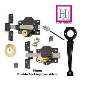 70 mm Doppelverriegelung Langwurfbolzen Garagentor SICHERHEITSSCHUPPEN 5 Schlüssel + GRIFF - Bild 1 von 11