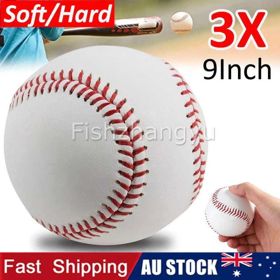 3PCS 9" Soft Leather Sport Practice & Trainning Base Ball BaseBall Softball NEW - image 1 of 4