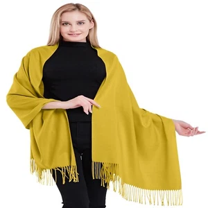 Chal Pashmina Oro Amarillo 100% Cachemira Bufanda Hecha a Mano en Nepal CJ Ropa NUEVA - Imagen 1 de 12