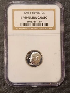 2005-S SILVER Roosevelt Dime 10c, NGC PF69 ULTRA CAMEO, Brilliant - see photo - Picture 1 of 2