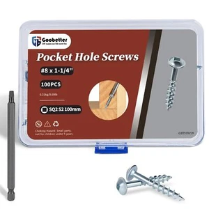 Pocket Hole Screws Pocket Screws #8 X 1-1/4" 100 Pcs Washer Head with Square ... - Picture 1 of 8