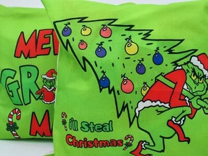 Grinch Throw Pillow Covers - Lot of Two - 18" x 18" - Picture 1 of 9
