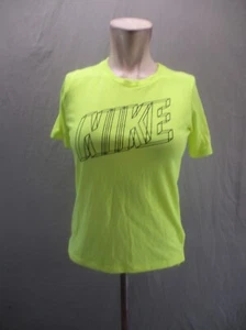 NIKE DRI-FIT Size M Kids Unisex Lime Cotton Blend Short Sleeve Athletic Top 933 - Picture 1 of 9