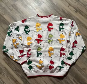 Vtg Snowman All Over Print Sweatshirt Hasting & Smith Christmas Party Medium - Picture 1 of 10