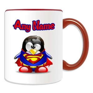 Personalised Gift Penguin Superman Mug Money Box Cup Hero Movie Superhero Film - Picture 1 of 20